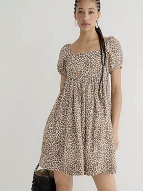 J.Crew Leopard Print Babydoll Dress